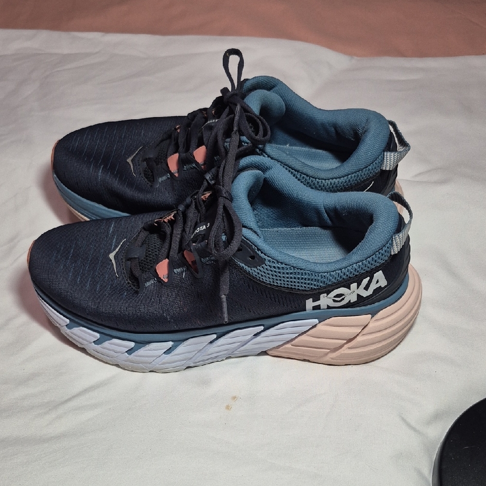 Hoka Navy and Teal Athletic Shoes